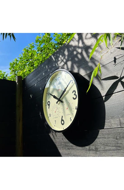 Shop Cloudnola Factory Outdoor Wall Clock & Weather Station In Black
