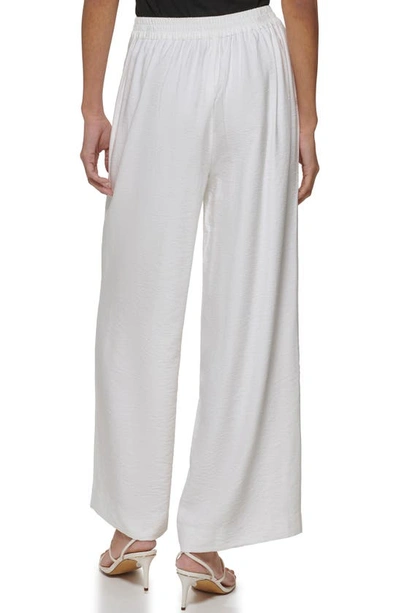 Shop Dkny Crinkle Wide Leg Pants In White