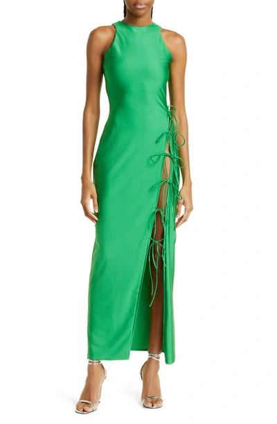 Shop Mother Of All Nela Tie Slit Maxi Dress In Green