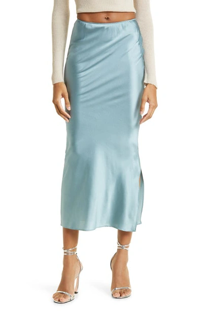 Shop Mother Of All Alex Stretch Silk Skirt In Smoky Light Blue