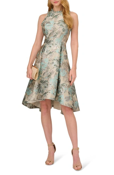 Shop Adrianna Papell Floral Jacquard Fit & Flare Dress In Mint Multi
