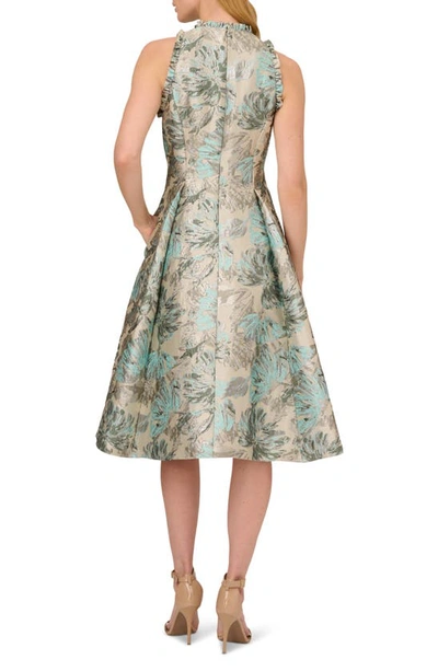 Shop Adrianna Papell Floral Jacquard Fit & Flare Dress In Mint Multi