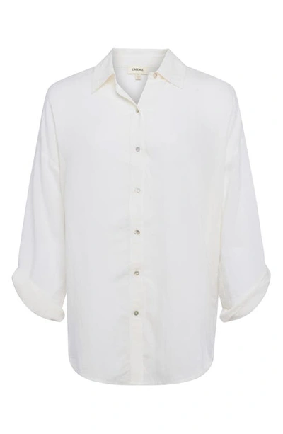 Shop L Agence Harbor Oversize Tab Sleeve Linen Blend Button-up Shirt In Ivory