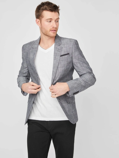 Shop Guess Factory Sanders Chambray Blazer In Grey