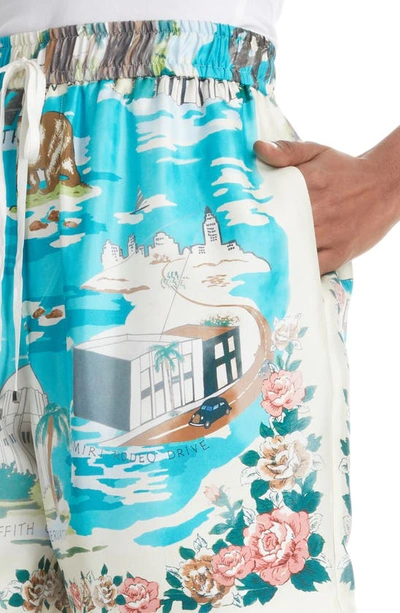 Amiri Printed Ilk Twill Mini Shorts In Multi