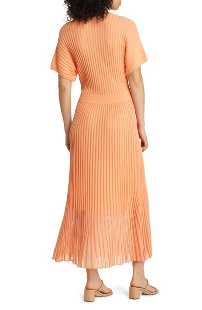 Shop Misook Rib Knit A-line Dress In Citrus Blossom/ White
