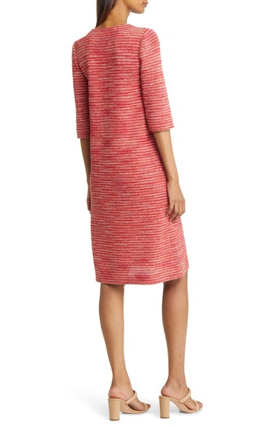 Shop Misook Tweed Shift Dress In Sunset Red Multi