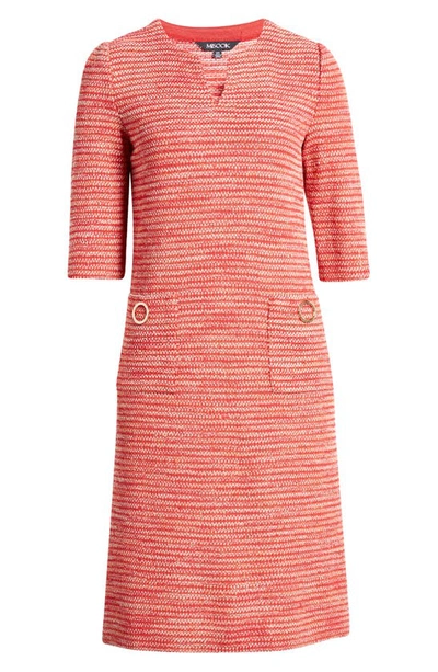 Shop Misook Tweed Shift Dress In Sunset Red Multi