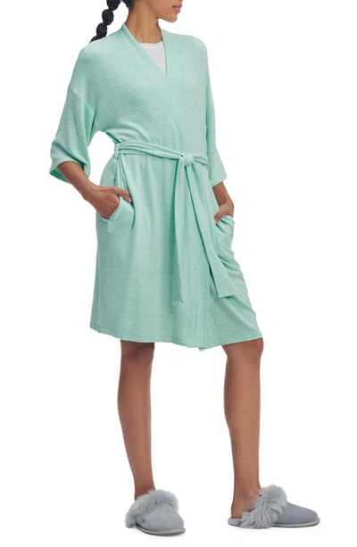 Shop Ugg Monrose Short Robe In Clear Green Heather