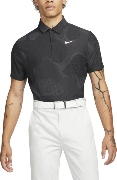 Shop Nike Dri-fit Adv Tour Camo Golf Polo In Black/ Anthracite/ White