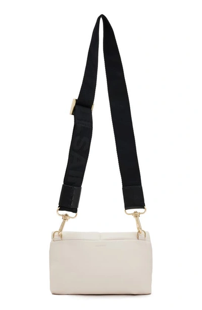 Shop Allsaints Ezra Logo Strap Leather Crossbody Bag In Ivory White