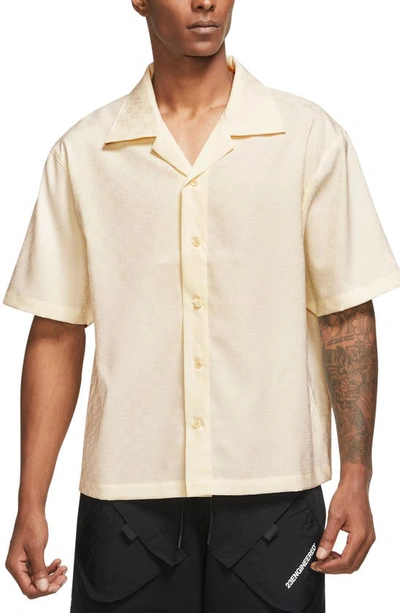 Shop Jordan Essentials Short Sleeve Button-up Camp Shirt In Pale Ivory/ Pale Ivory