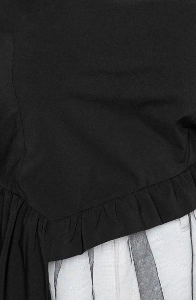 Shop Buxom Couture Asymmetric Mesh Hem Peplum Blouse In Black