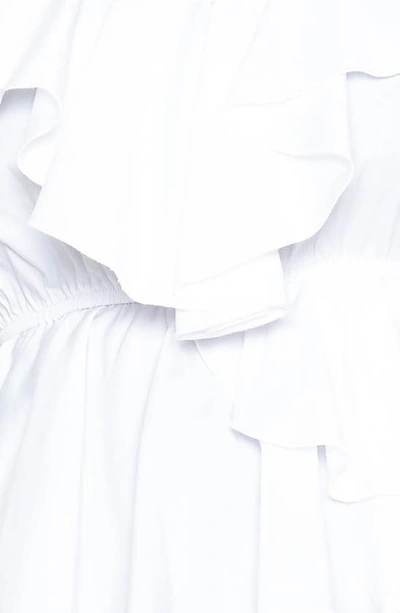 Shop Buxom Couture Ruffle Long Sleeve Peplum Blouse In White