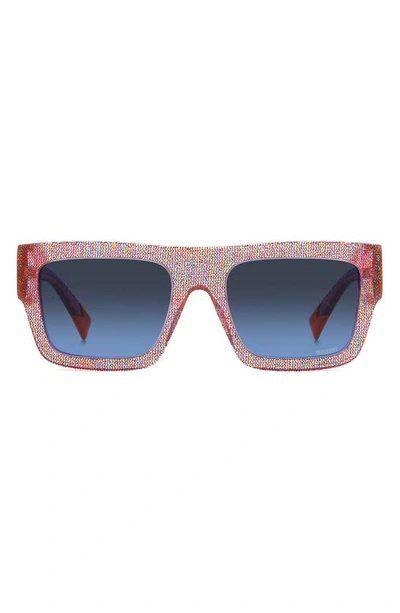 Shop Missoni 53mm Rectangular Sunglasses In Pink Pattern Multi/ Blue