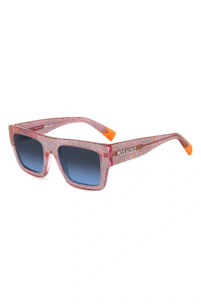 Shop Missoni 53mm Rectangular Sunglasses In Pink Pattern Multi/ Blue