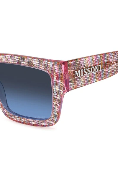 Shop Missoni 53mm Rectangular Sunglasses In Pink Pattern Multi/ Blue