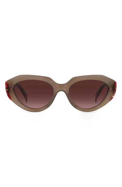 Shop Missoni 53mm Round Sunglasses In Beige/ Burgundy Shaded