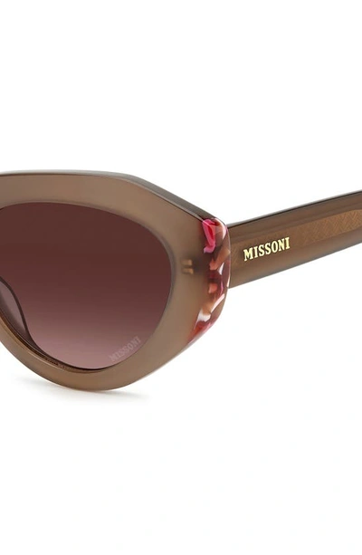 Shop Missoni 53mm Round Sunglasses In Beige/ Burgundy Shaded