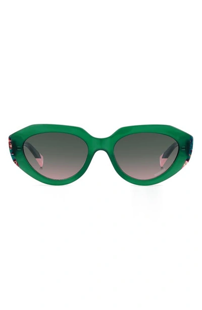 Shop Missoni 53mm Round Sunglasses In Green Pink/ Green Pink