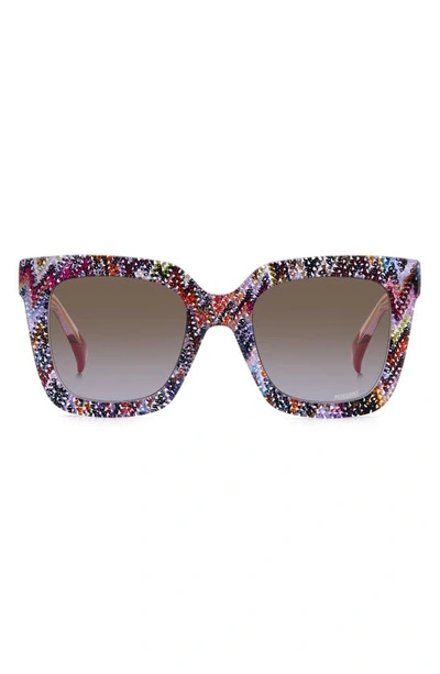 Shop Missoni 52mm Square Sunglasses In Pattern Multi/ Brown Violet
