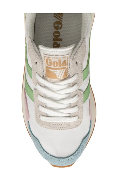 Shop Gola Indiana Sneaker In Off White/ Blue/ Green