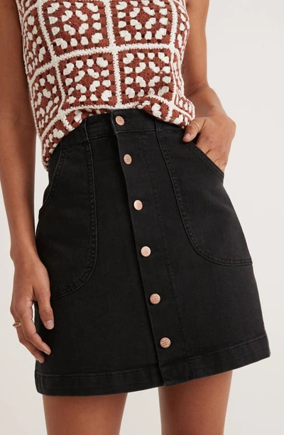 Shop Marine Layer Button Front A-line Denim Skirt In Black