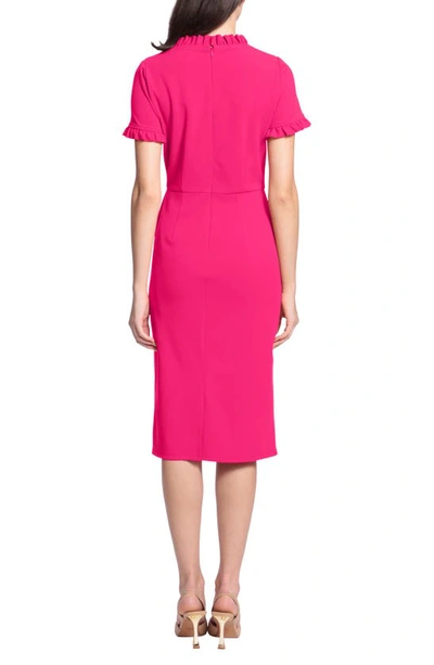 Shop Maggy London Ruffle Sheath Dress In Electric Pink