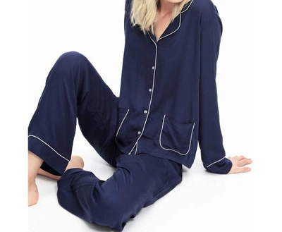 Shop Splendid Long Pj Set In Midnight Navy In Blue