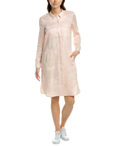 Shop Go Silk Go>silk Linen Shirtdress In Pink