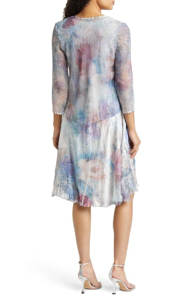 Shop Komarov Print Charmeuse & Chiffon Midi Dress & Jacket In Pastel Floral