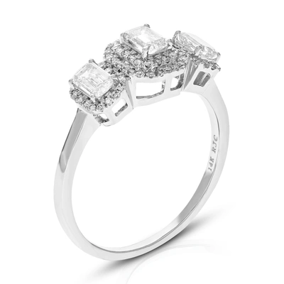 Vir Jewels 7/8 Cttw Emerald Cut Lab Grown Diamond Engagement Ring 75 Stones 14k White Gold Prong Set 2/3 Inch In White