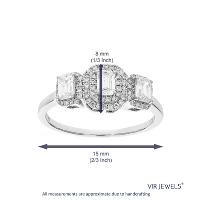 Vir Jewels 7/8 Cttw Emerald Cut Lab Grown Diamond Engagement Ring 75 Stones 14k White Gold Prong Set 2/3 Inch In White