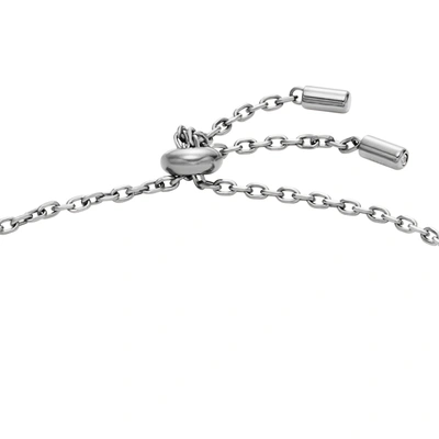 Shop Fossil Women's Elliott Stainless Steel Heart Chain Bracelet In Silver