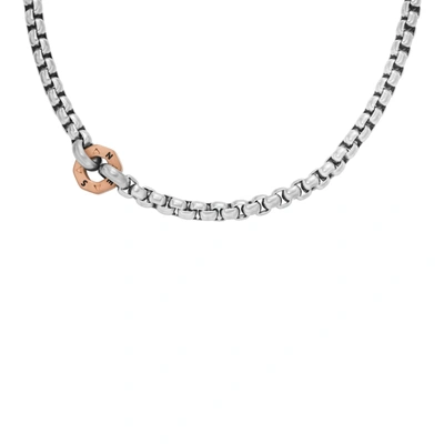 Shop Fossil Men's Sawyer Two-tone Stainless Steel Chain Necklace In Silver