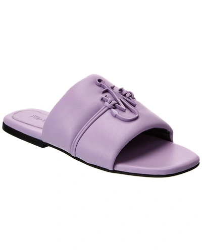 Shop Jw Anderson Anchor Leather Sandal In Purple