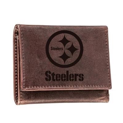 Shop Evergreen Enterprises Pittsburgh Steelers Leather Team Tri-fold Wallet In Brown