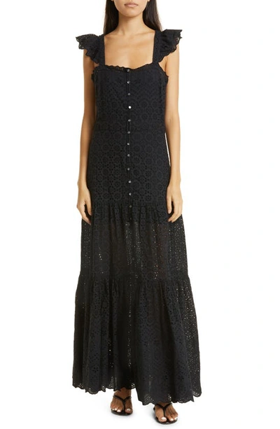 Veronica Beard Women's Aislin Eyelet Tiered Maxi Dress In Black