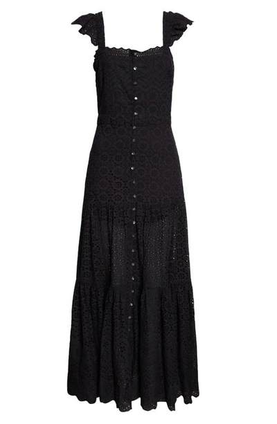 Veronica Beard Women's Aislin Eyelet Tiered Maxi Dress In Black