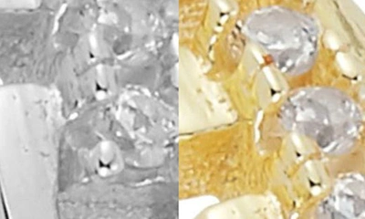 Chloe & Madison Set Of 2 Mixed Metal Chain Link Cz Ring In Gold Silver