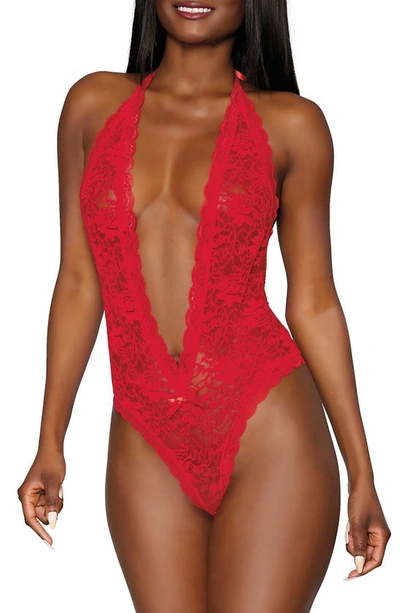 Shop Dreamgirl Halter Lace Teddy In Red