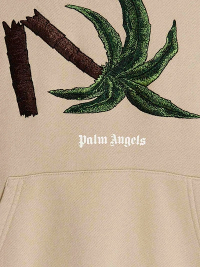 Shop Palm Angels 'broken Palm' Hoodie In Beige