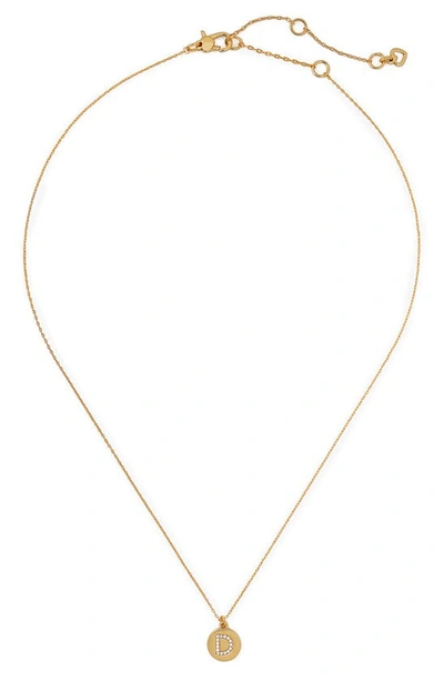 Shop Kate Spade Pavé Mini Initial Pendant Necklace In Clear/ Gold D