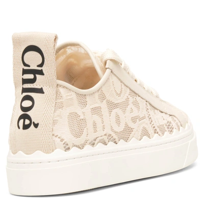 Shop Chloé Lauren Beige Lace Sneakers