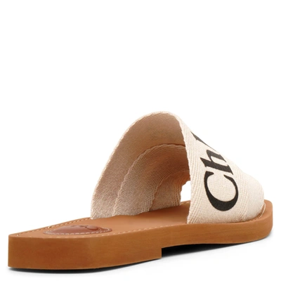 Shop Chloé Woody White Linen Slide Sandals