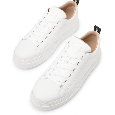 Shop Chloé Lauren White Leather Sneakers