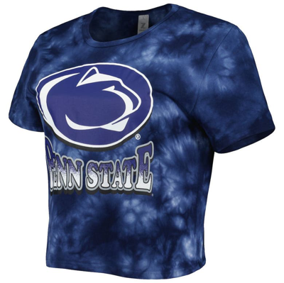 Shop Zoozatz Navy Penn State Nittany Lions Cloud-dye Cropped T-shirt