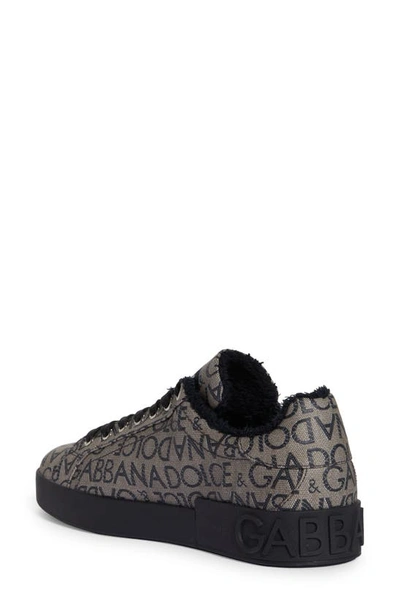 Shop Dolce & Gabbana Portofino Logo Print Sneaker In Brown/ Black