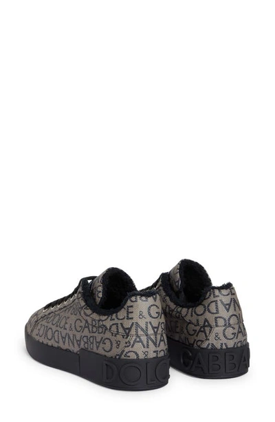 Shop Dolce & Gabbana Portofino Logo Print Sneaker In Brown/ Black