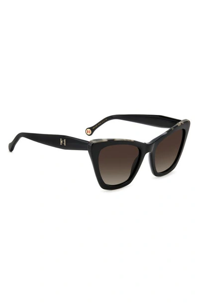 Shop Carolina Herrera 55mm Cat Eye Sunglasses In Black Havana/ Brown Gradient
